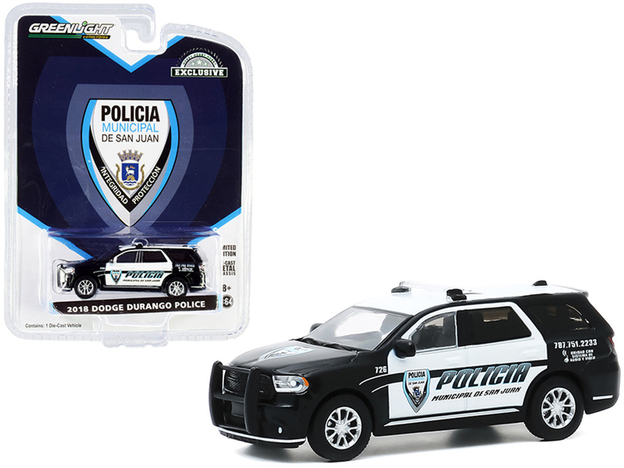 1/64 2018 DODGE DURANGO POLICE - POLICIA MUNICIPAL DE SAN JUAN