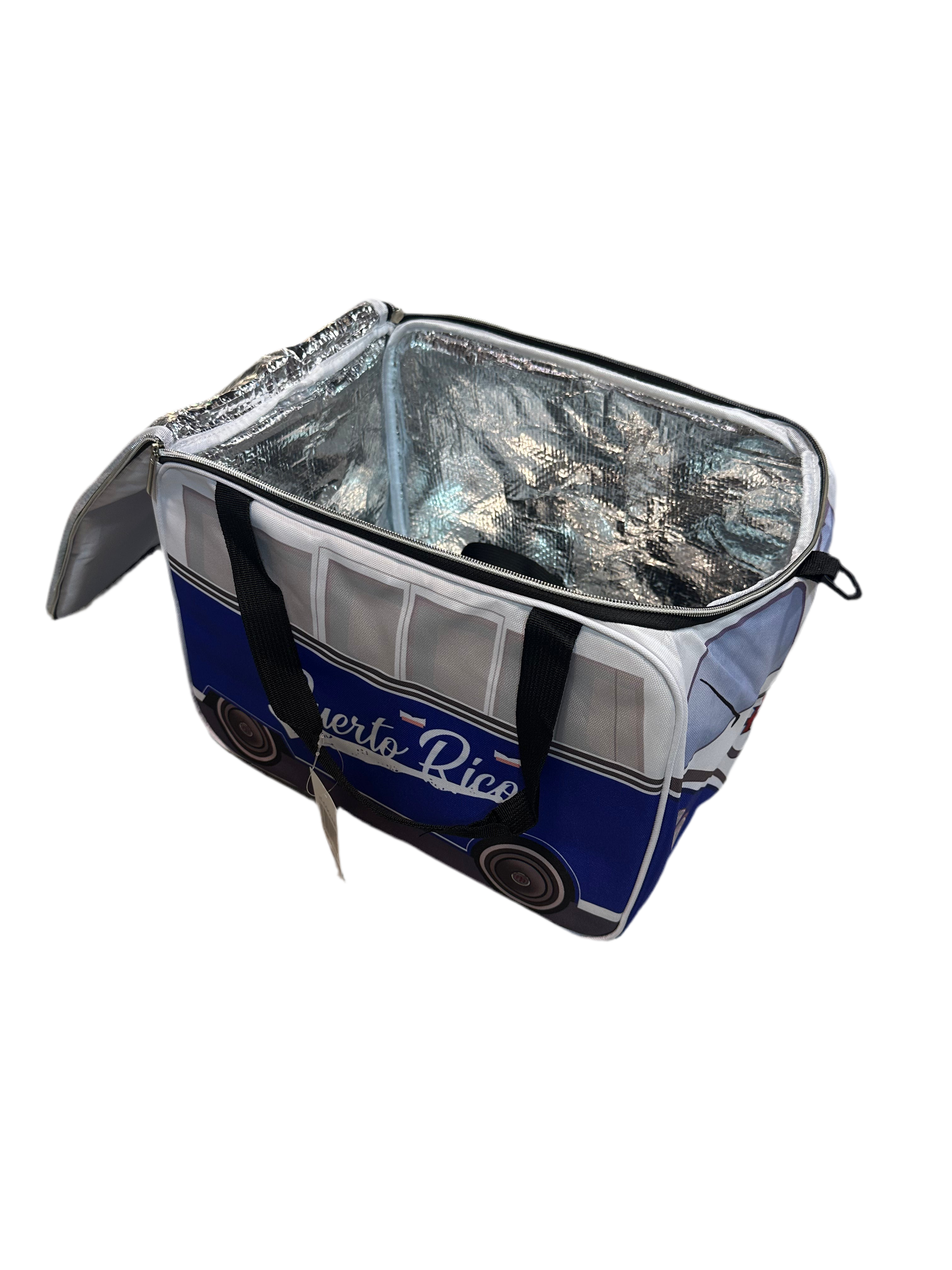 PUERTO RICO VW - VOLKSWAGEN INSULATED COOL-WARM THERMO PICNIC LUNCH BAG BOX FOR FOOD IN T1 BUS DESIGN (25 LITER/ 6.6 GALLONS).
