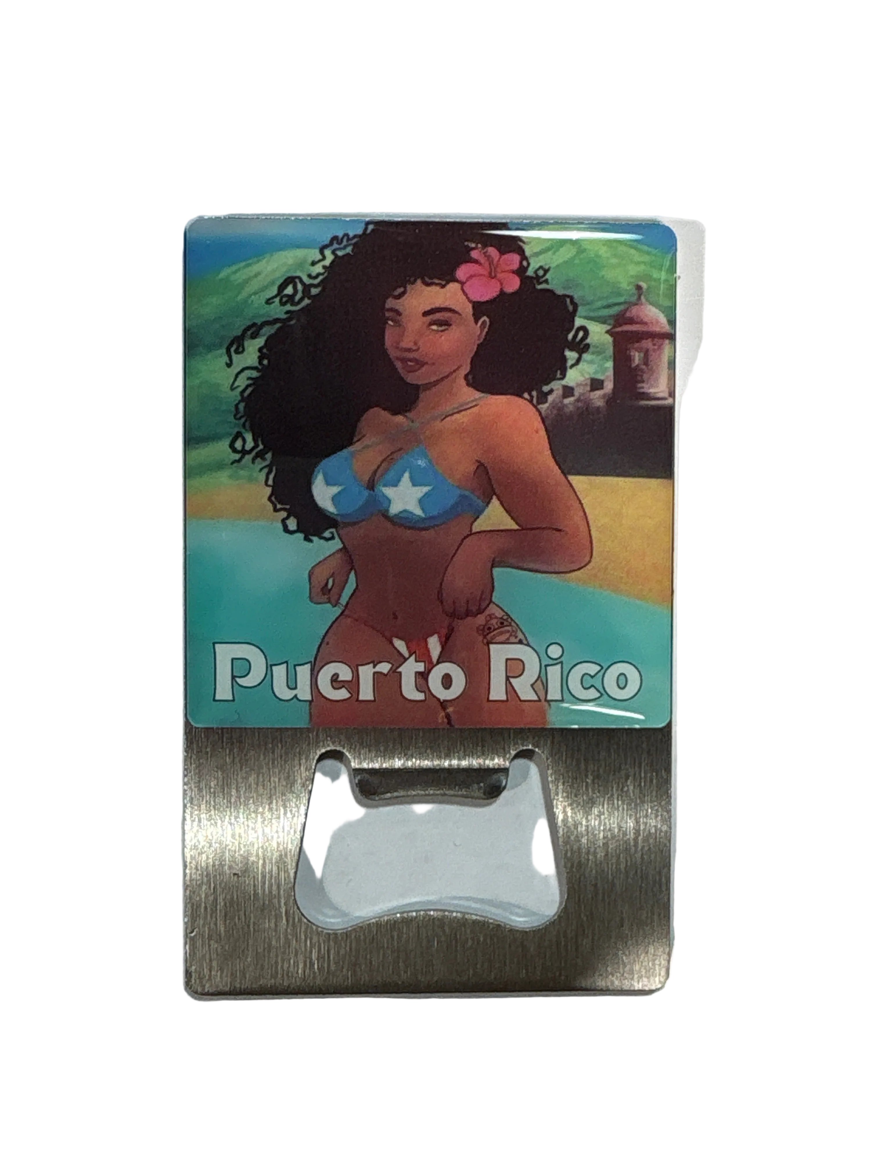 MAGNETO FLAT ABRE BOTELLA PUERTO RICO MUJER EN BIKINI