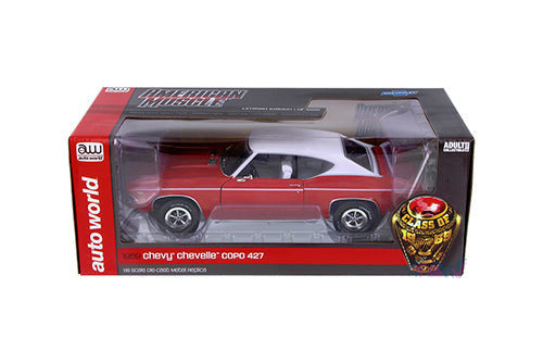 1/18 1969 CHEVY CHEVELLE COPO 427 RED W/WHITE TOP - AMERICAN MUSCLE