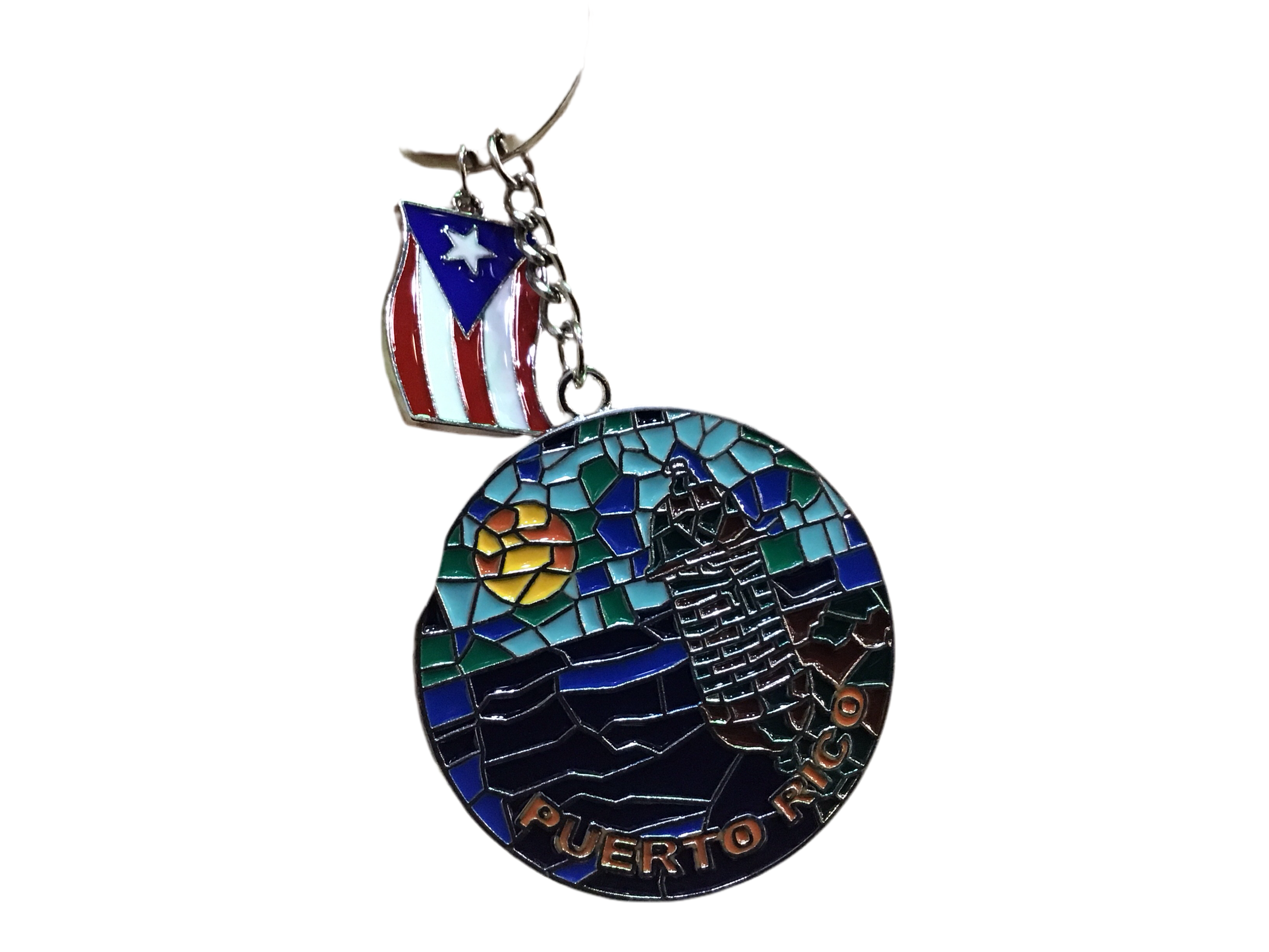 LLAVEROS DE METAL CON DISEÑO EN MOSAICOS DE PUERTO RICO- KEYCHAIN PUERTO RICO MOSAICOS