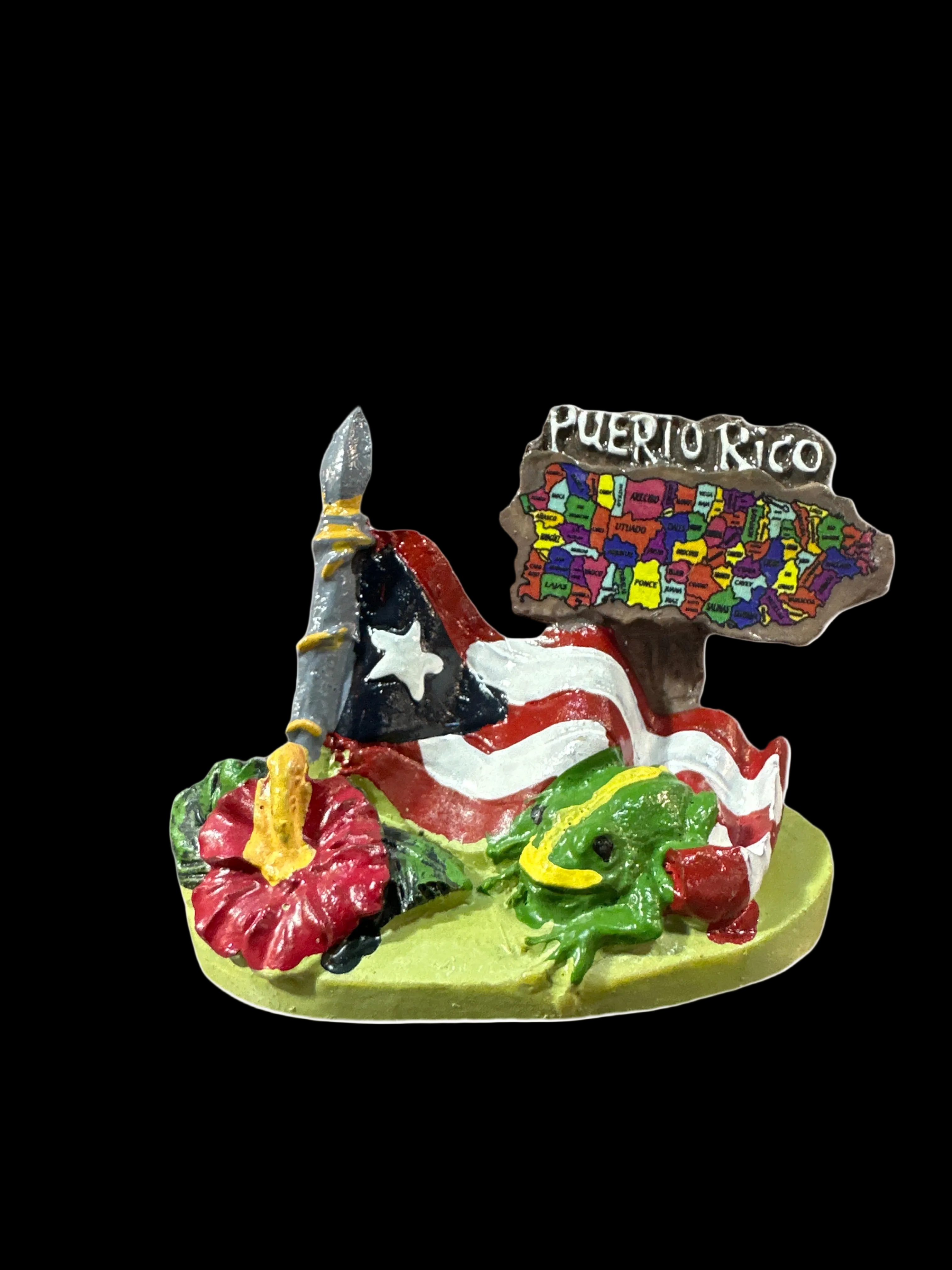 2” FIGURA DE MAPA CON COQUI Y BANDERA DE PUERTO RICO