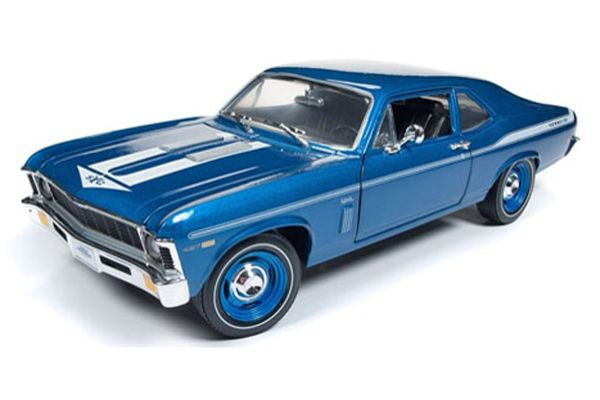 1/18 1969 YENKO CHEVY NOVA METALLIC BLUE - AMERICAN MUSCLE