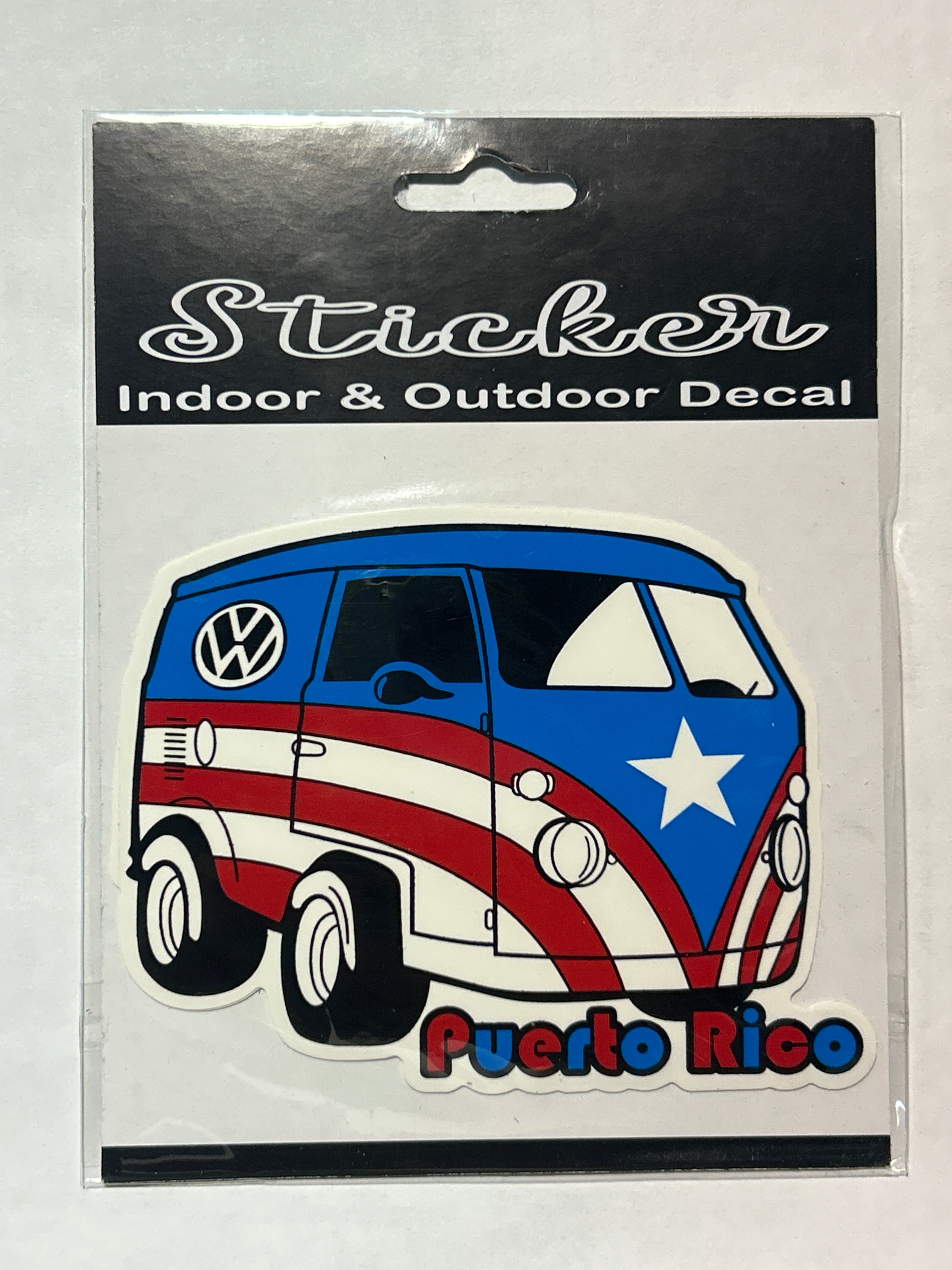 4" PUERTO RICO FLAG VOLKSWAGEN BUS STICKER