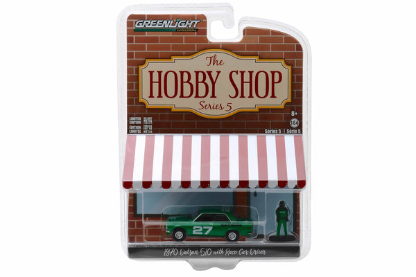 1/64 1970 DATSUN 510 WITH RACE CAR DRIVER #27 - THE HOBBY SHOP SERIES 5