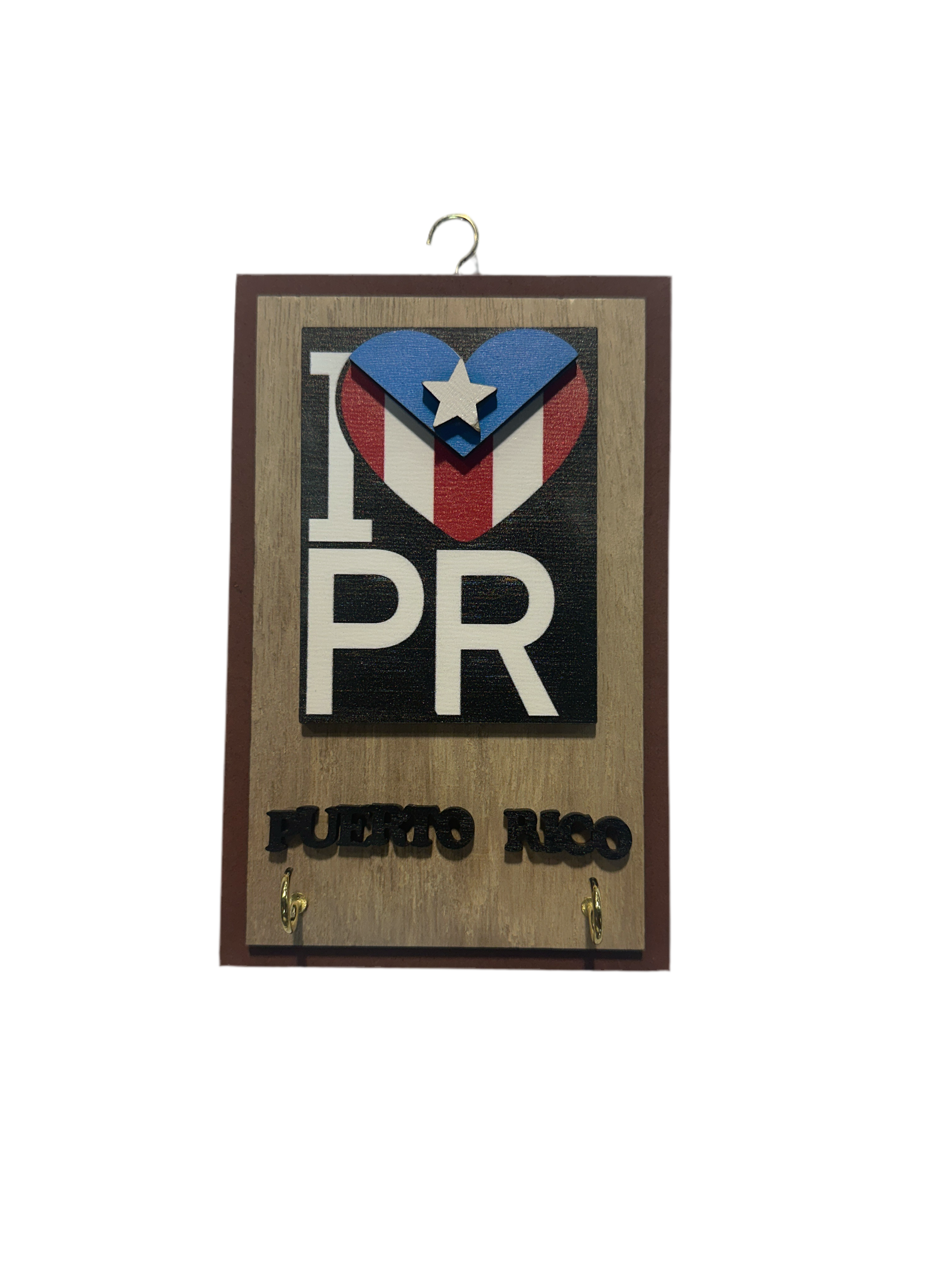 WOOD KEY HOLDER I LOVE PUERTO RICO
