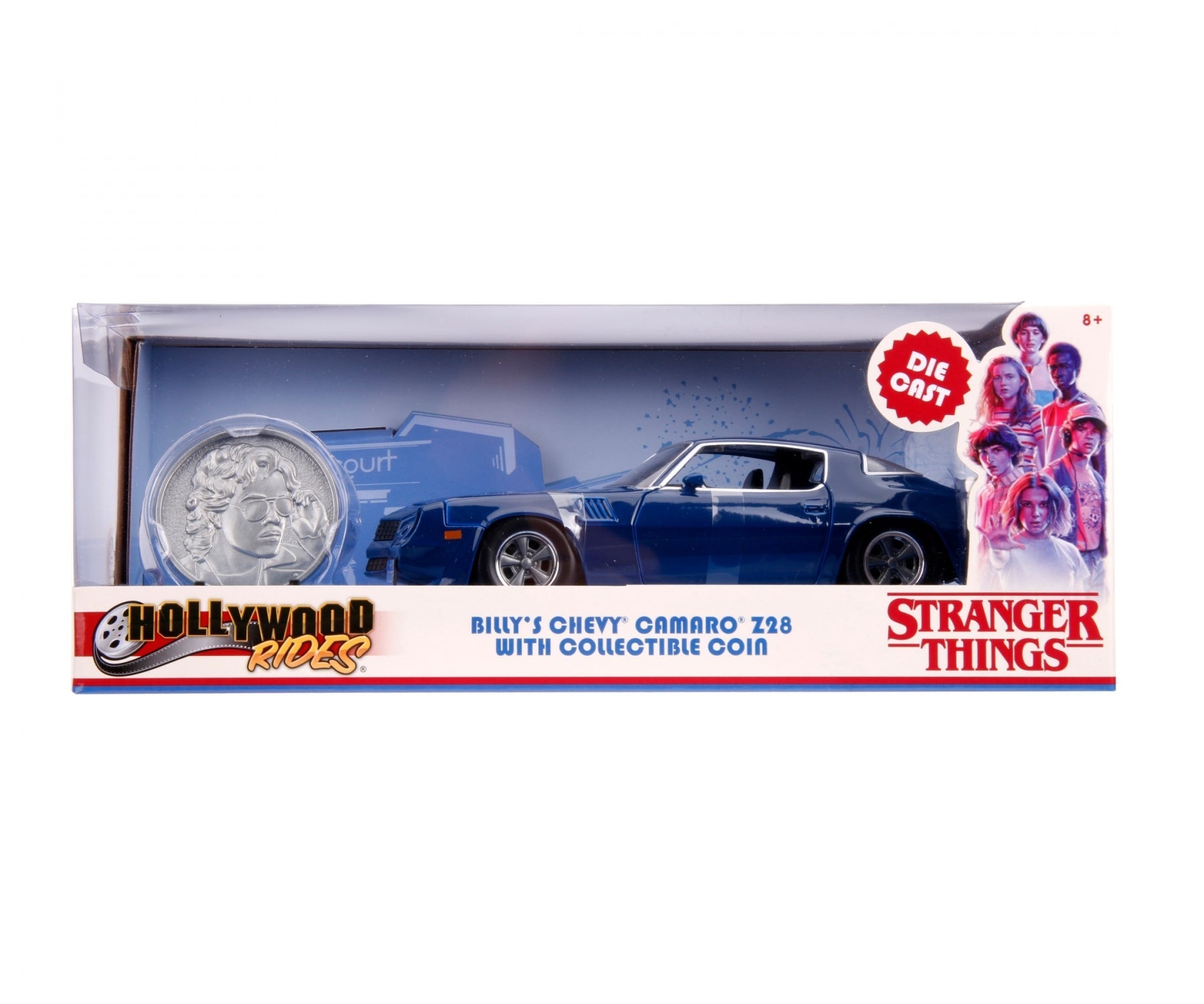CHEVY CAMARO Z28 DE BILLY A ESCALA 1/24 CON MONEDA COLECCIONABLE - STRANGER THINGS