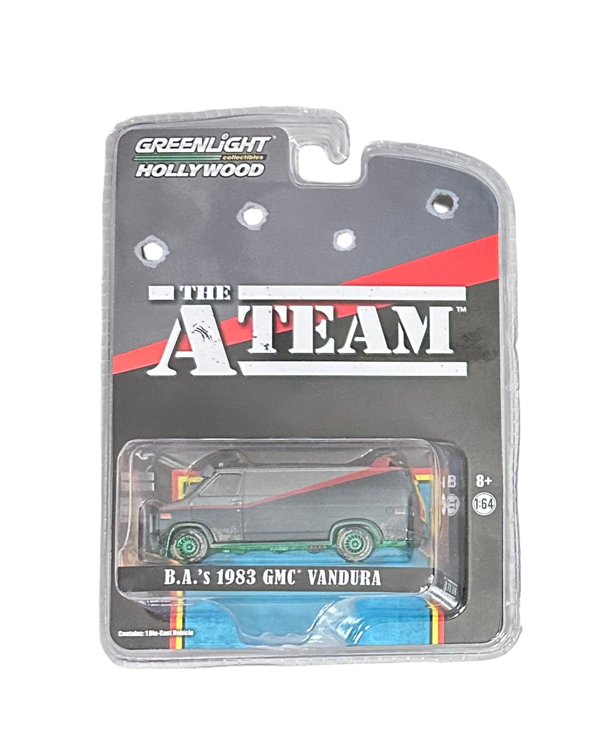 Greenlight 1/64 GMC Vandura - The A-Team B.A. 1983 - Édition Chase Verte, Neuve