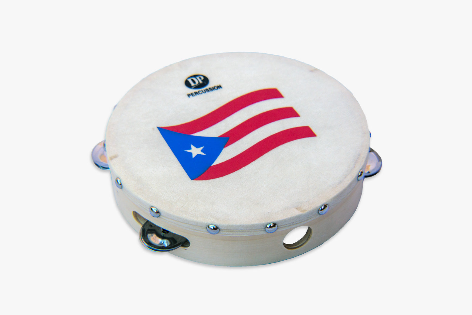 PUERTO RICO SINGLE ”PANDERETA” TAMBOURINE WITH PR.  FLAG 6”