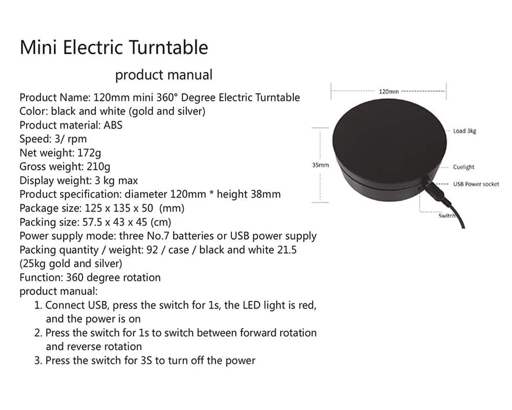 MINI TURNTABLE DISPLAY - USB/BATTERY COMPATIBLE