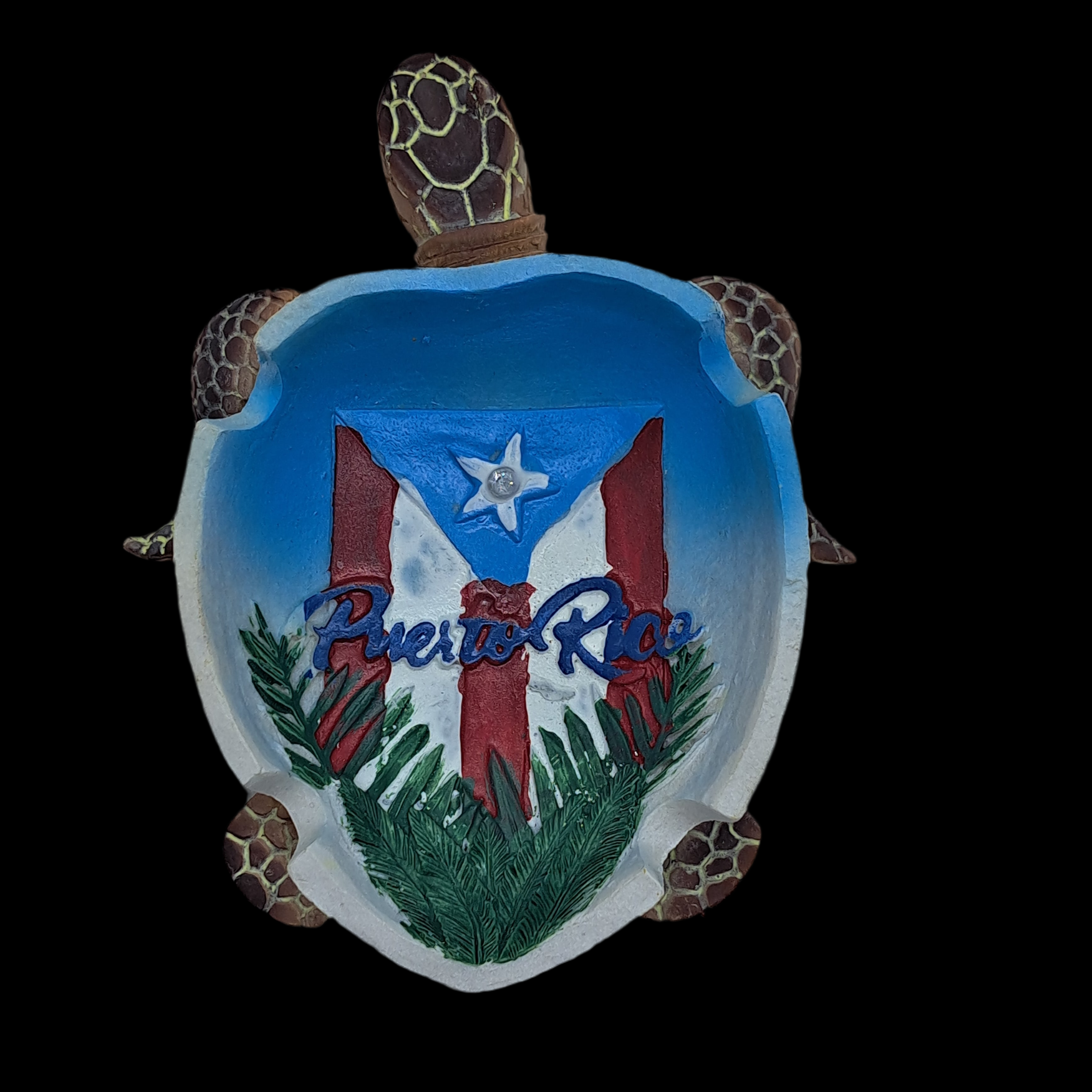 CENICERO DE TORTUGA BANDERA DE PUERTO RICO- ASHTRAY FLAG TURTLE
