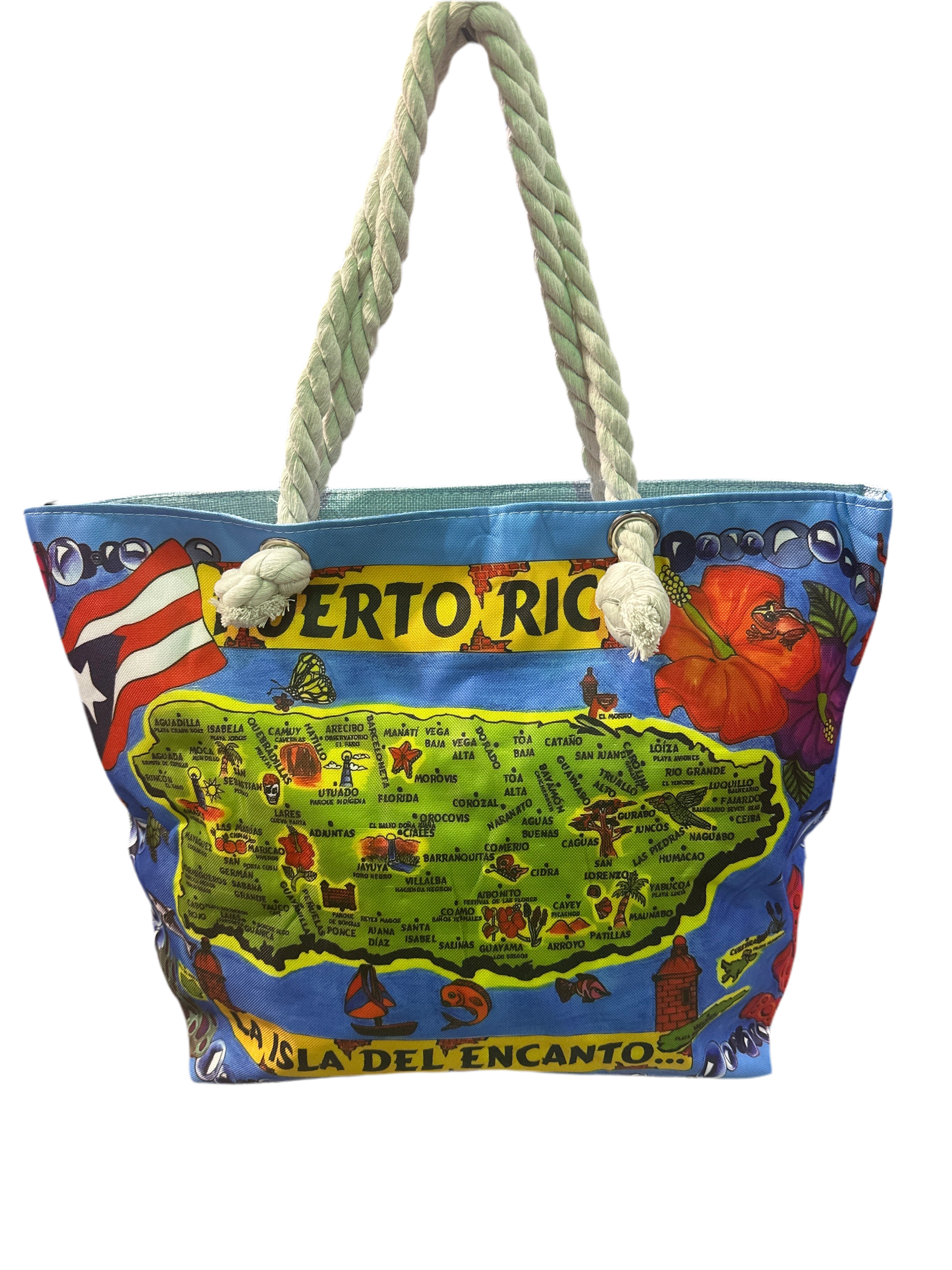 BEACH BAG WITH PUERTO RICO TOWNS