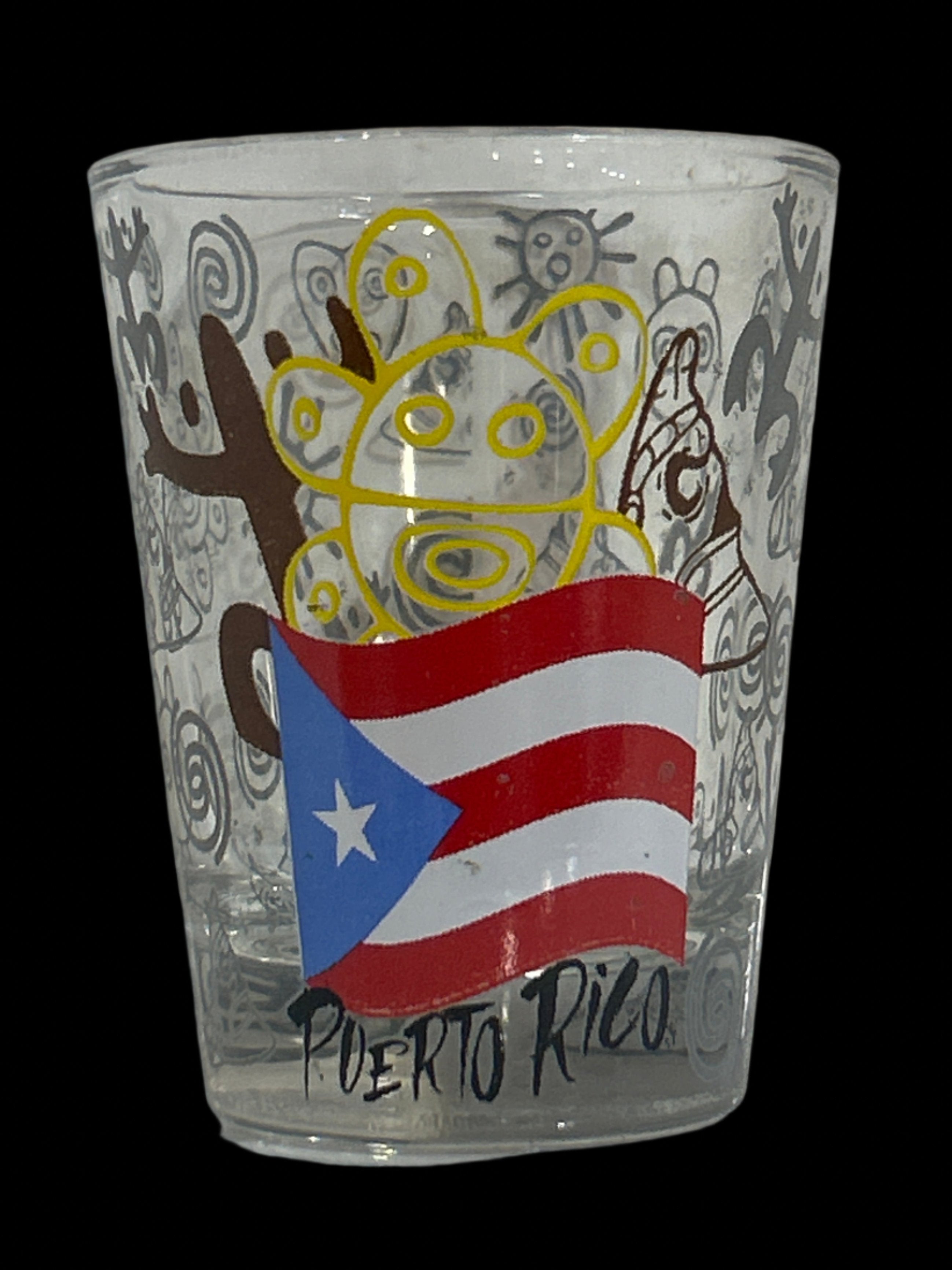 VASO DE CHUPITO DE 3" CON SÍMBOLOS DE CULTIVO CLARO DE PUERTO RICO