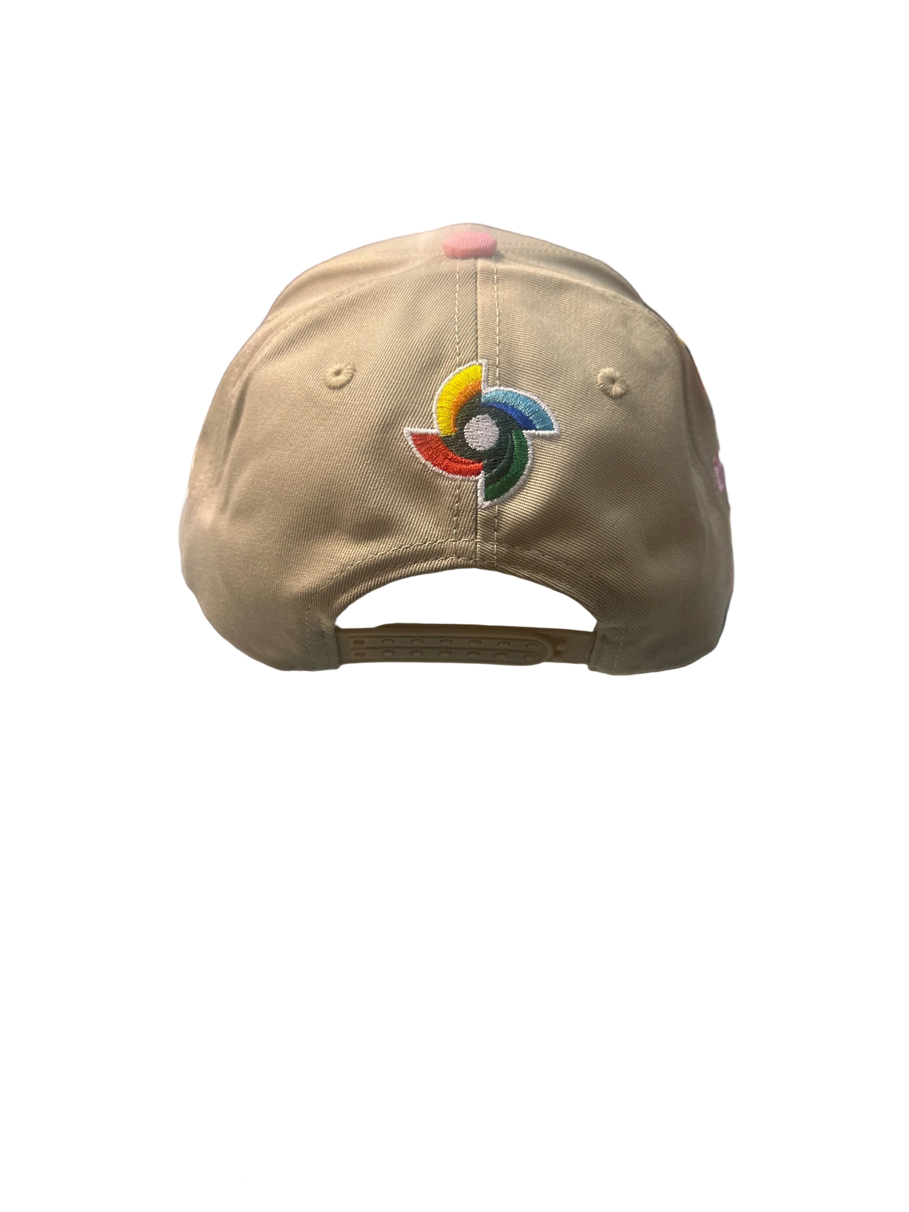 GORRA DE PUERTO RICO - BEIGE CON ROSA