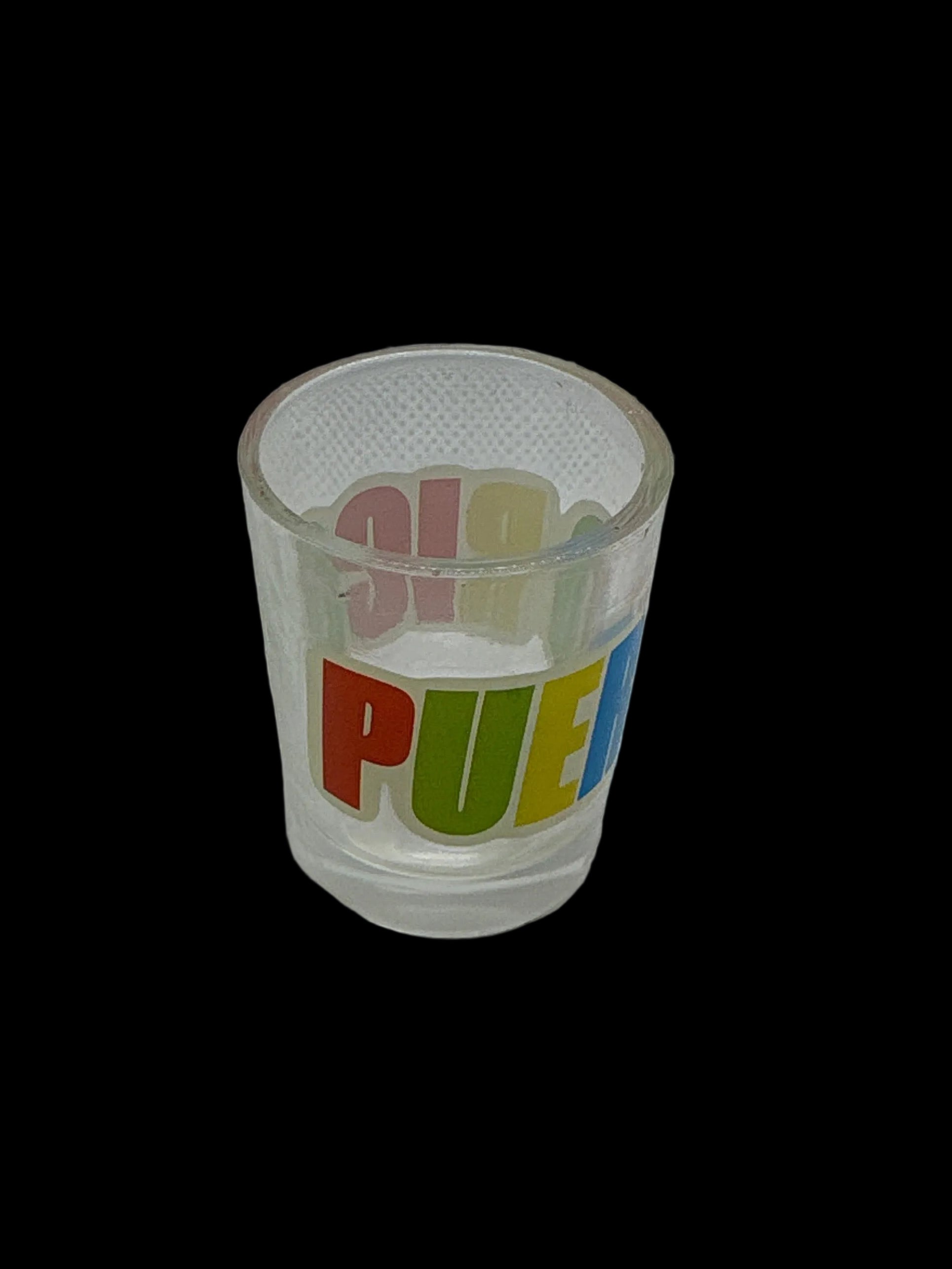 CLEAR MINI SHOT GLASS PUERTO RICO LETTERS