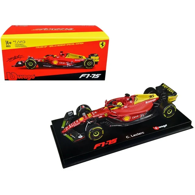 1/43 2022 FORMULA 1 FERRARI F1-75 C. LECLERC #16 ITALIAN GP GIALLO MOOENA SPECIAL EDITION - BURAGO