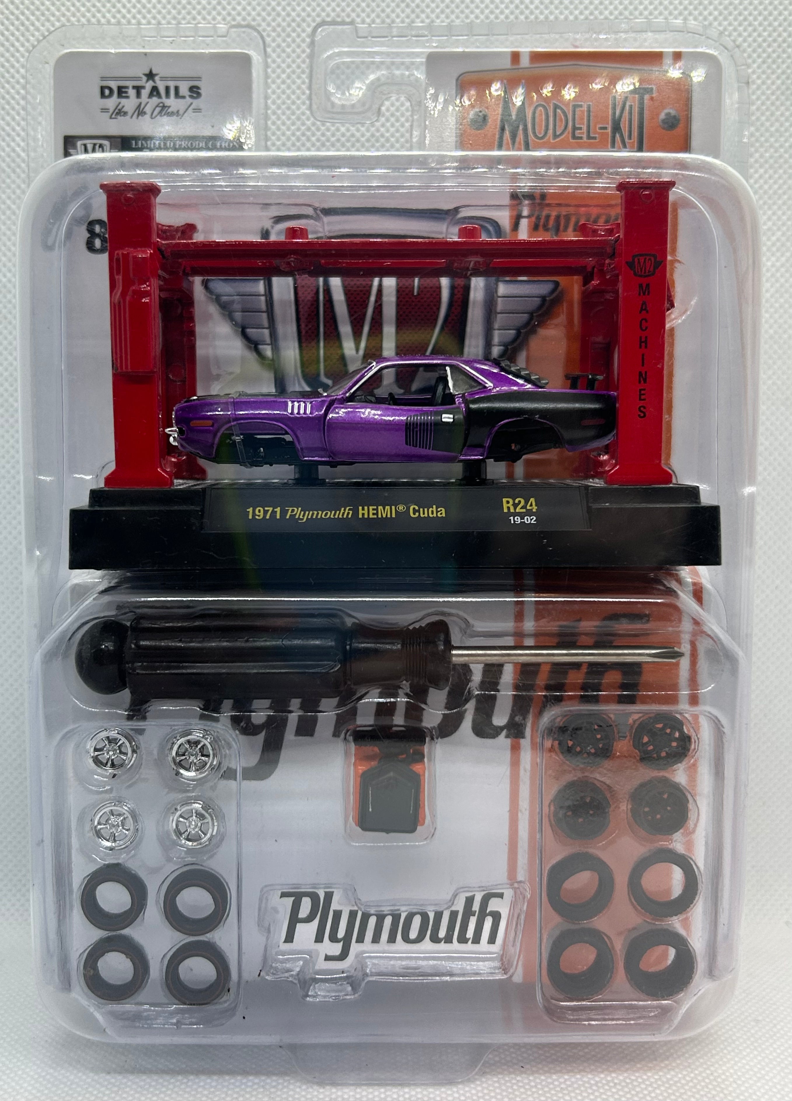 1 64 1971 PLYMOUTH HEMI CUDA PURPLE M2 MACHINES MODEL KIT