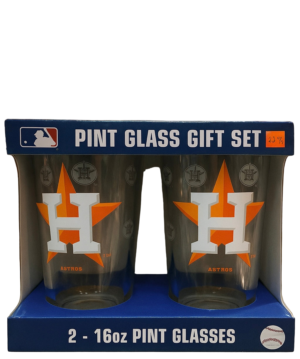 HOUSTON ASTROS PINT GLASS GIFT SET (2 GLASS CUPS)