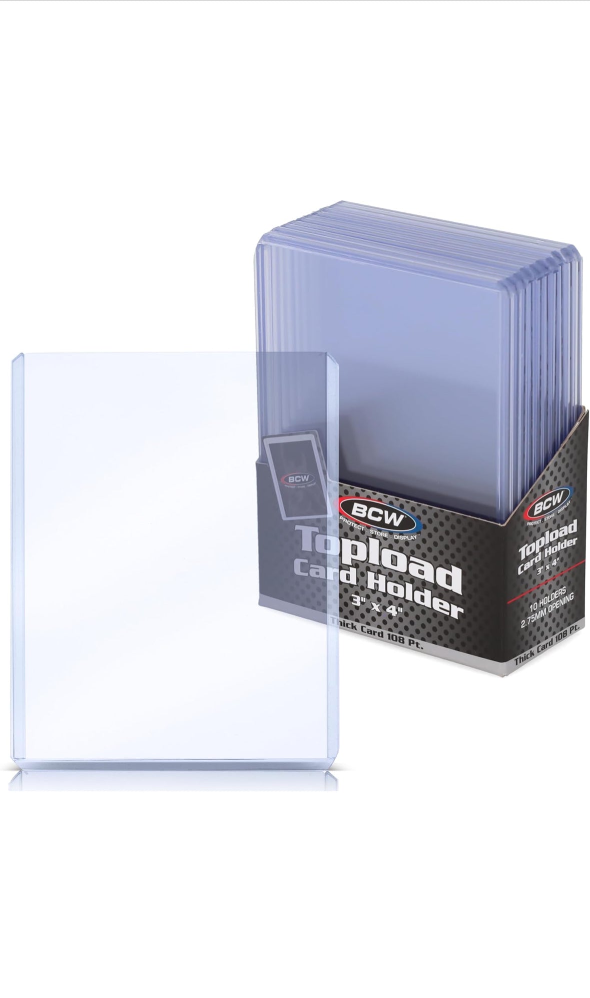 TOPLOAD HOLDER 3x4 2.75MM 108 PT. THICK CARD 10 PACK