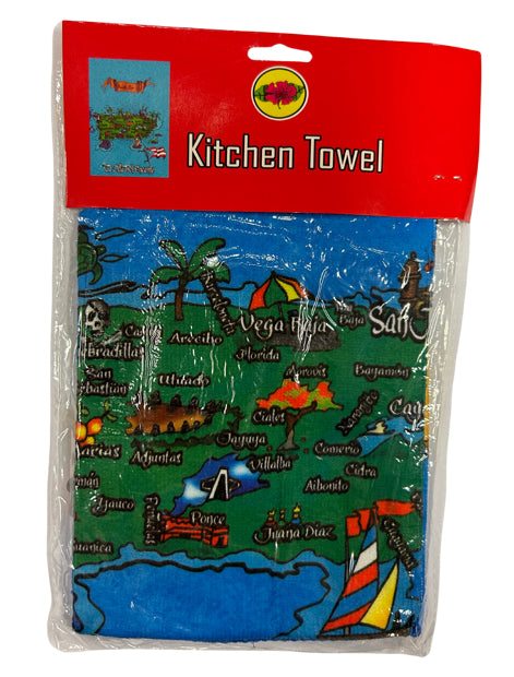 KITCHEN TOWEL PUERTO RICO MAP - TOALLA DE COCINA DE PUERTO RICO