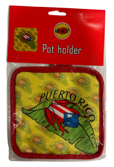 POT HOLDER COQUI- AGARRADERA COQUI EN HOJA