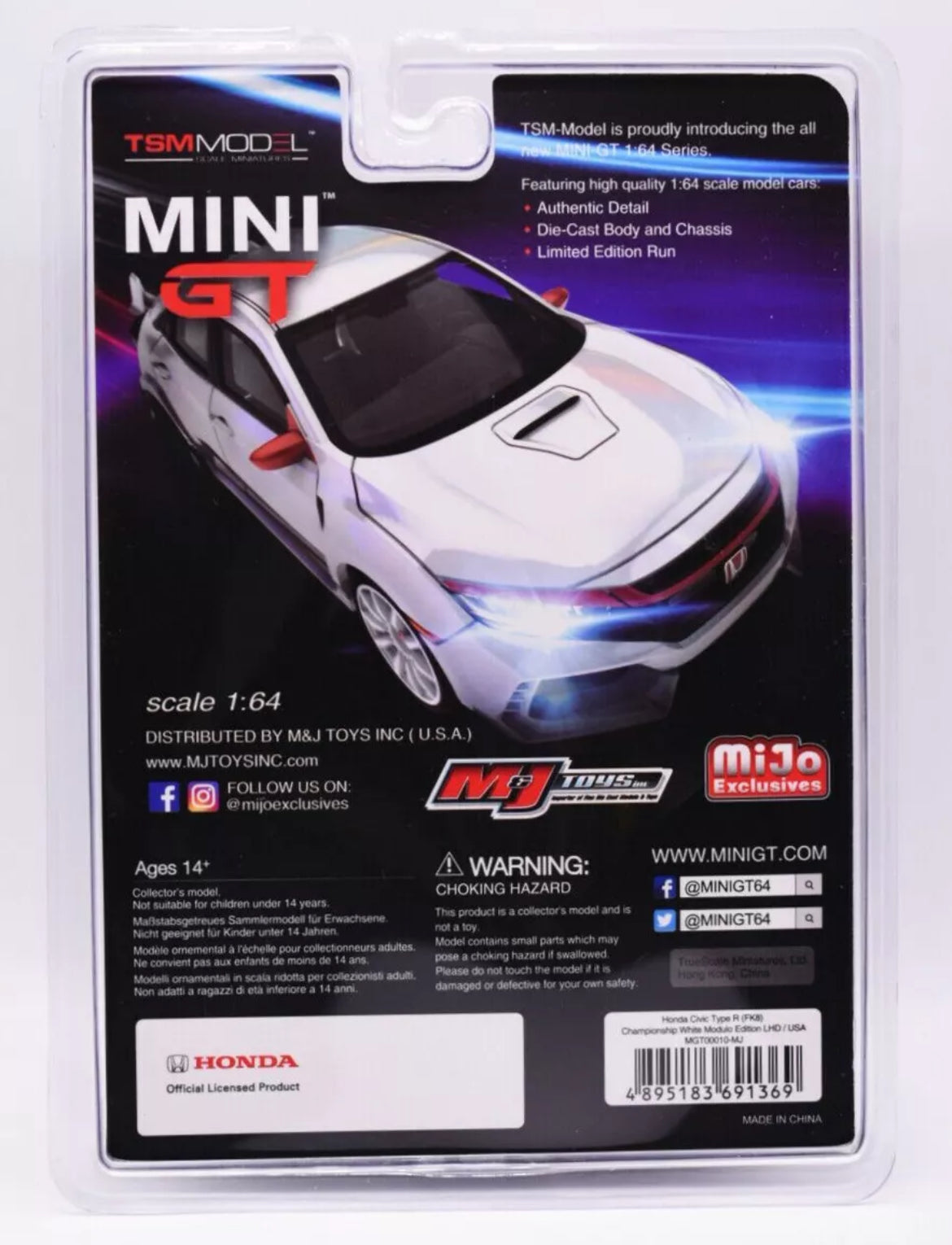 1/64 HONDA CIVIC TYPE R CHAMPIONSHIP EDICIÓN MÓDULO BLANCO