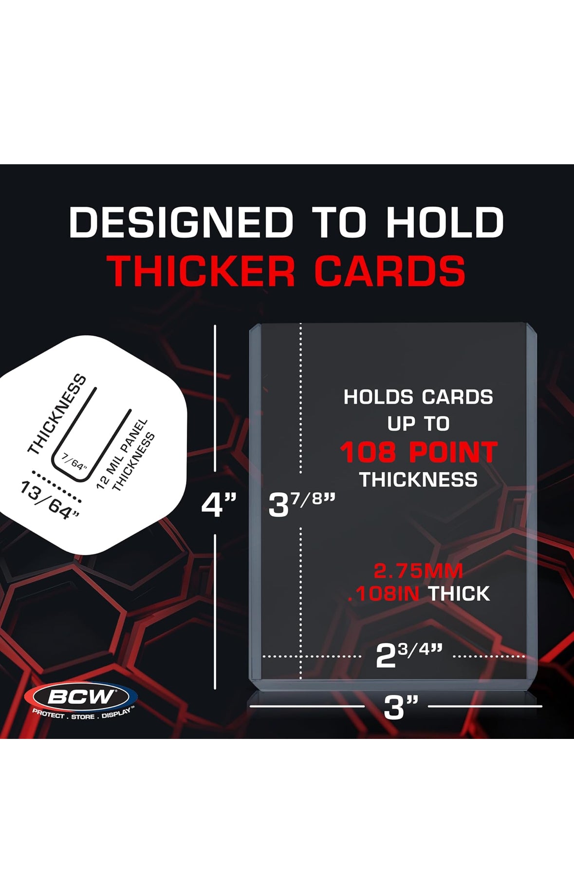 TOPLOAD HOLDER 3x4 2.75MM 108 PT. THICK CARD 10 PACK