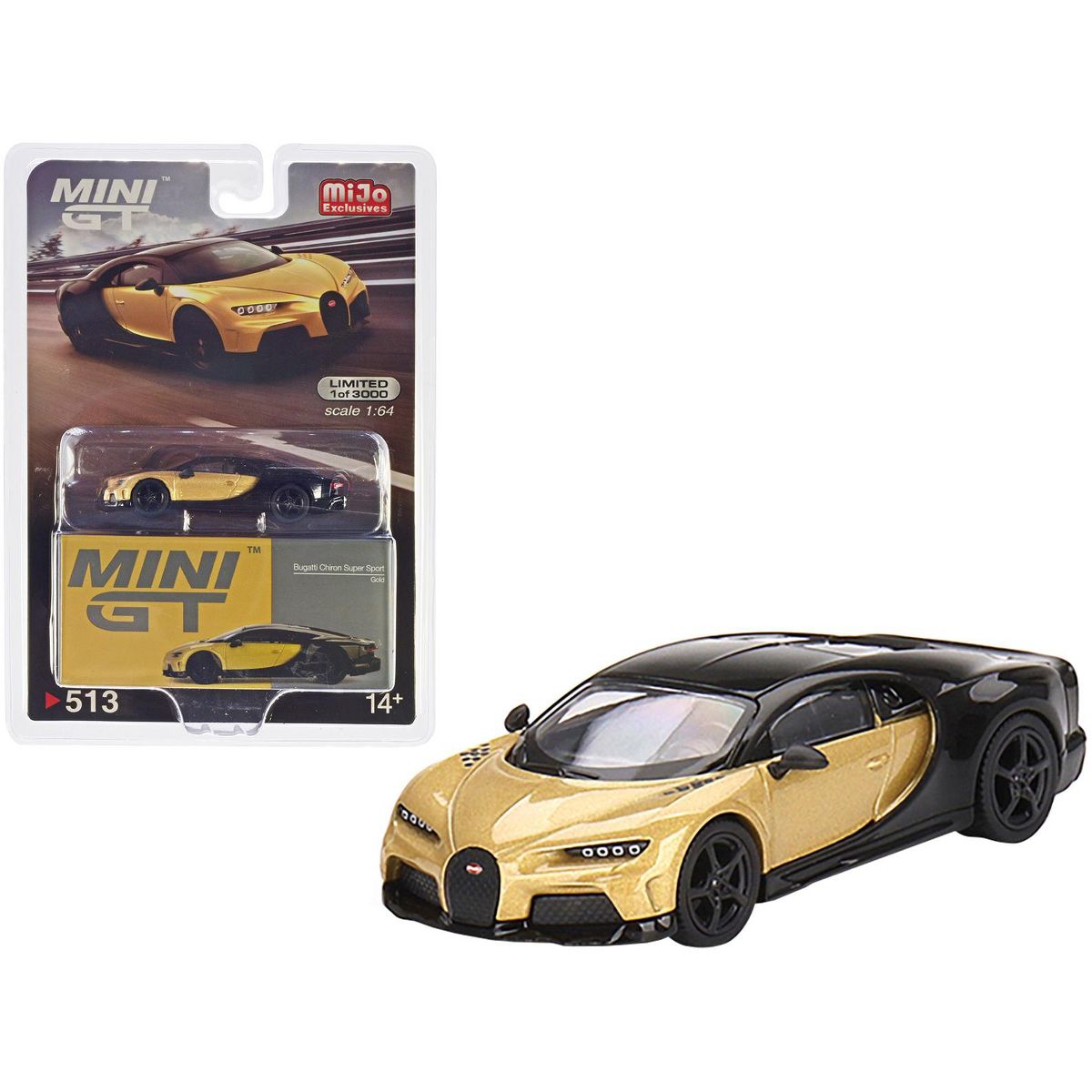 1/64 BUGATTI CHIRON SUPER SPORT GOLD METALLIC AND BLACK - MINI GT
