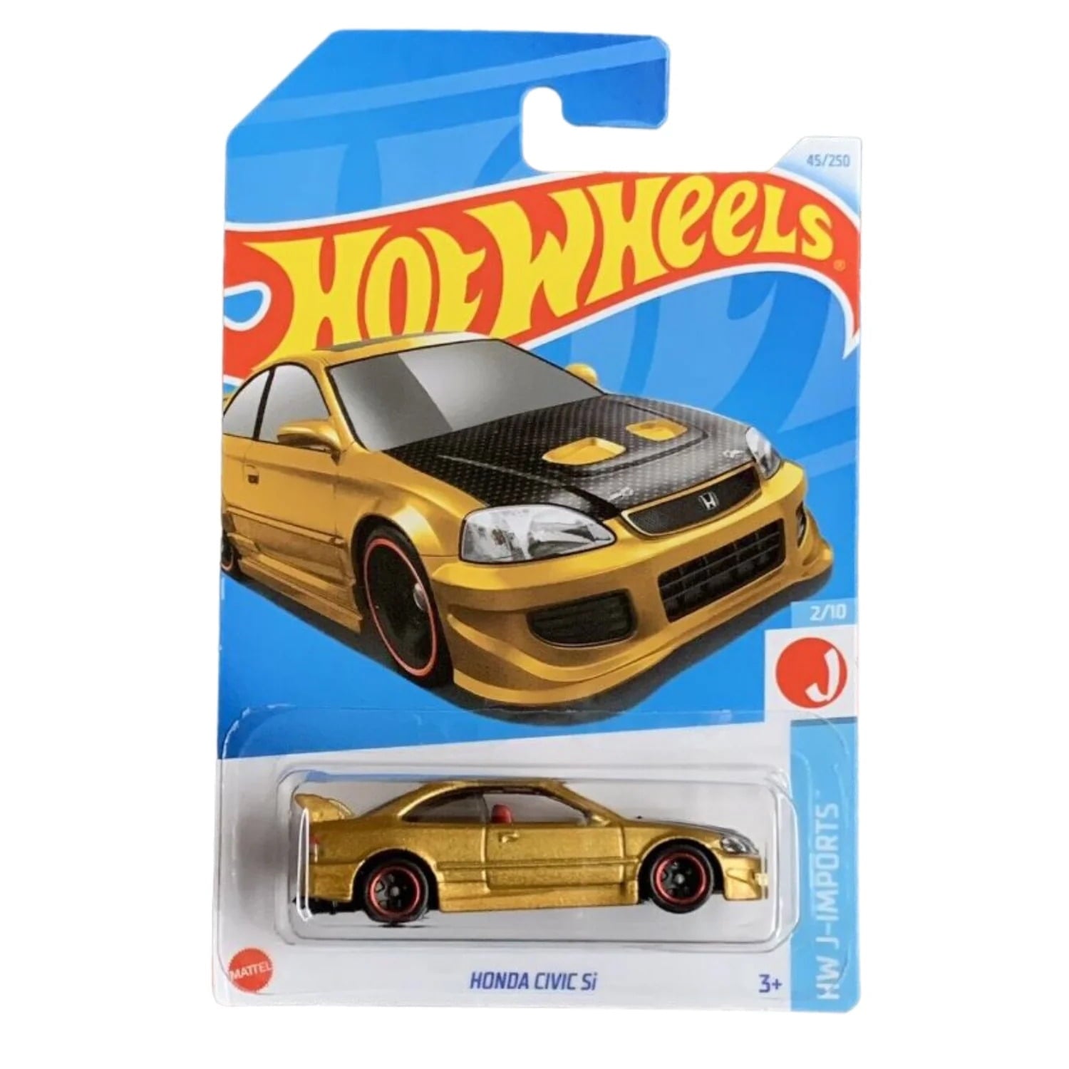 1/64 HONDA CIVIC SI GOLD W/CARBON HOOD - HOTWHEELS 2/10