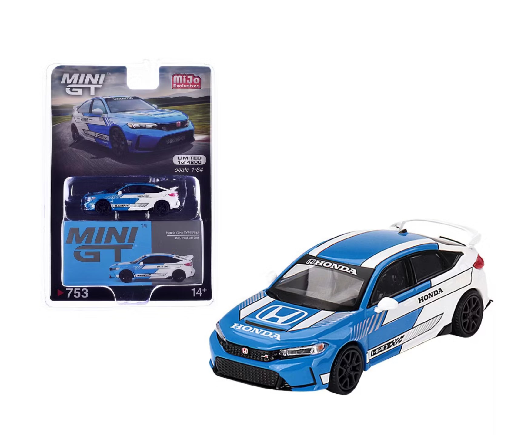 1/64 2023 HONDA CIVIC TYPE R #3 PACE CAR BLUE - MINI GT