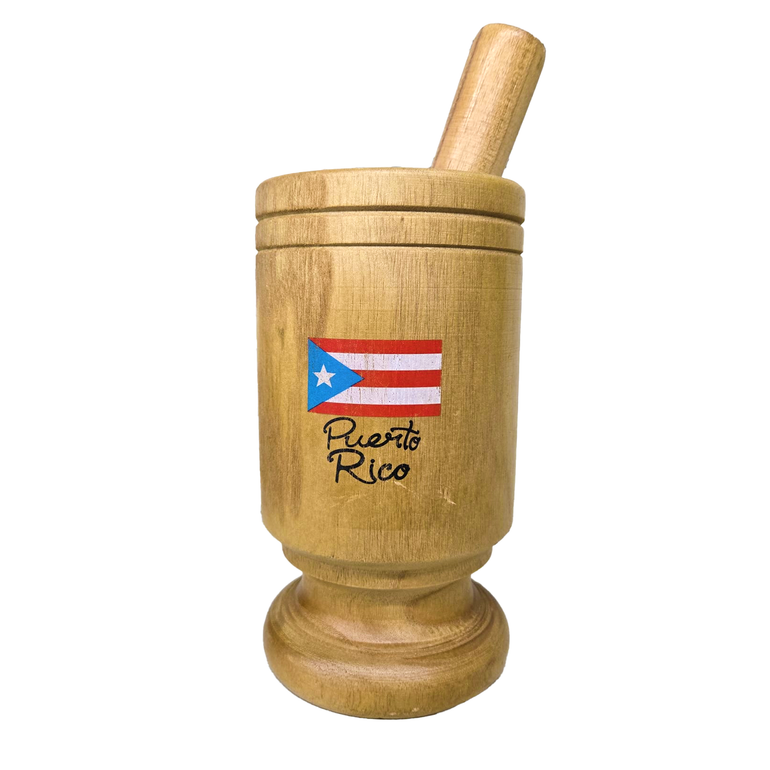 PILÒN DE MADERA CON BANDERA DE PUERTO RICO 8.5”