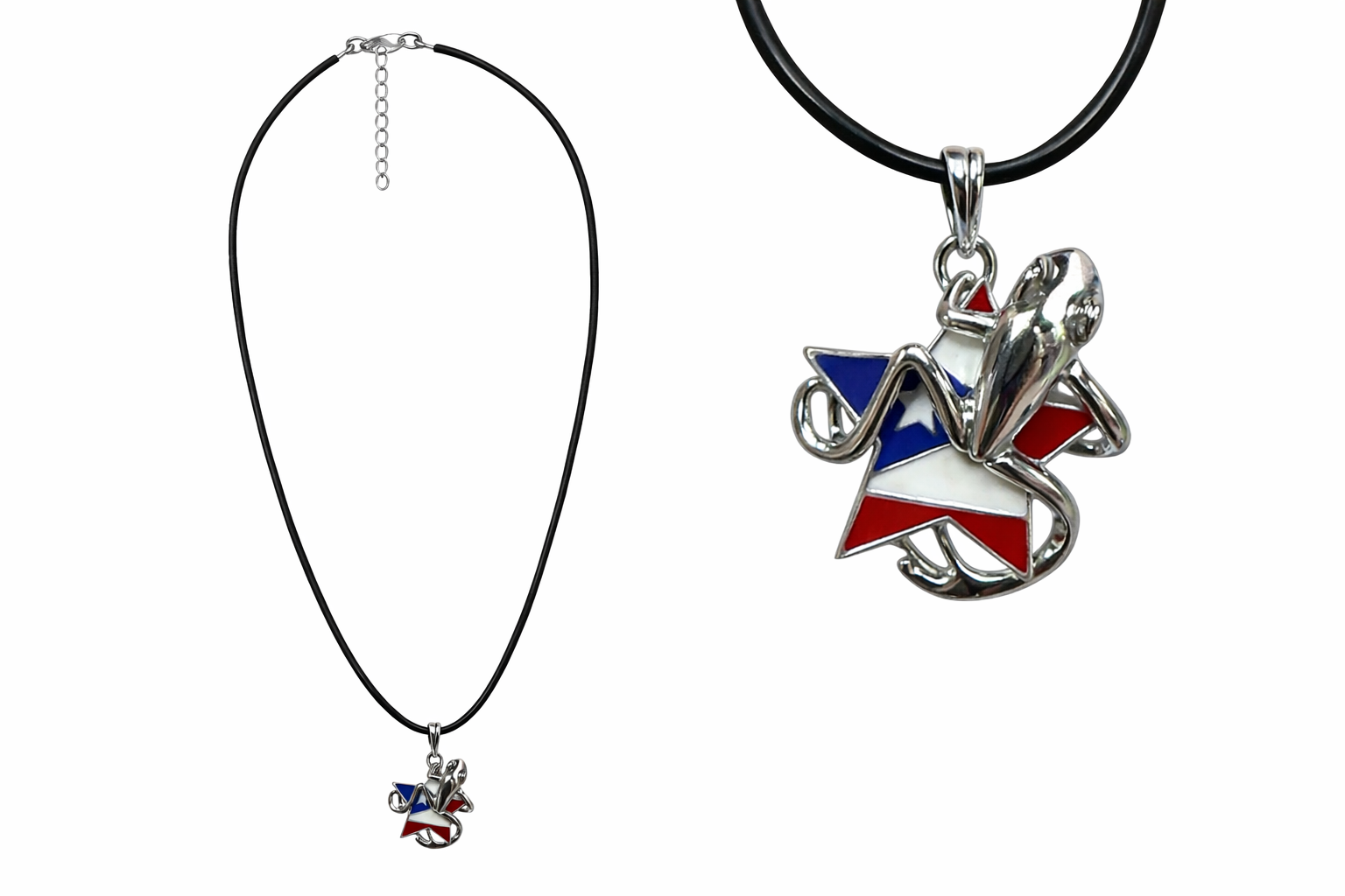 COLLAR COQUI AGARRADO DE ESTRELLA CON LA BANDERA DE PUERTO RICO # 4977