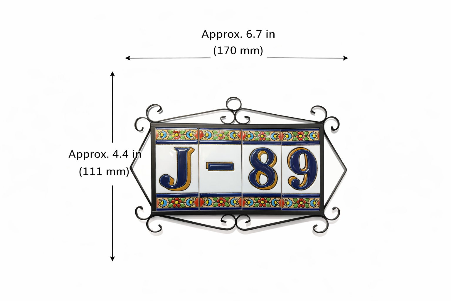 METAL ADDRESS PLAQUE (4 TILES / PLACA EN METAL PARA DIRRECCION (4 LOZAS).