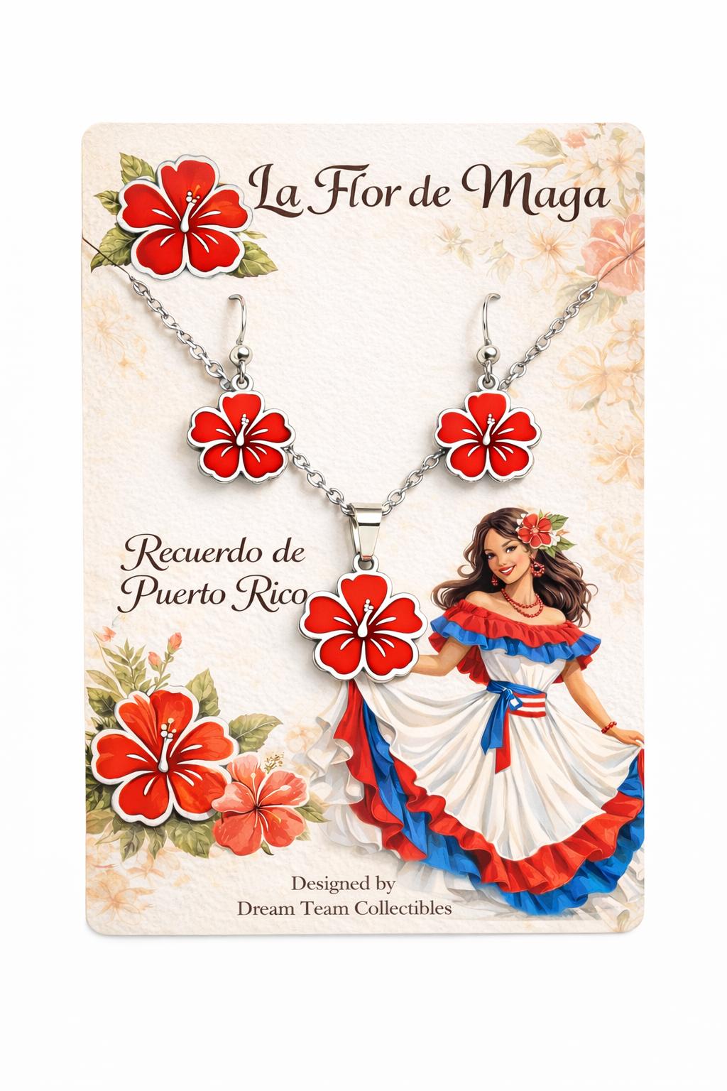 FLOR DE MAGA NECKLACE & EARING JEWELRY SET #40711C - 60011PM
Flor de Maga Necklace & Earrings Set