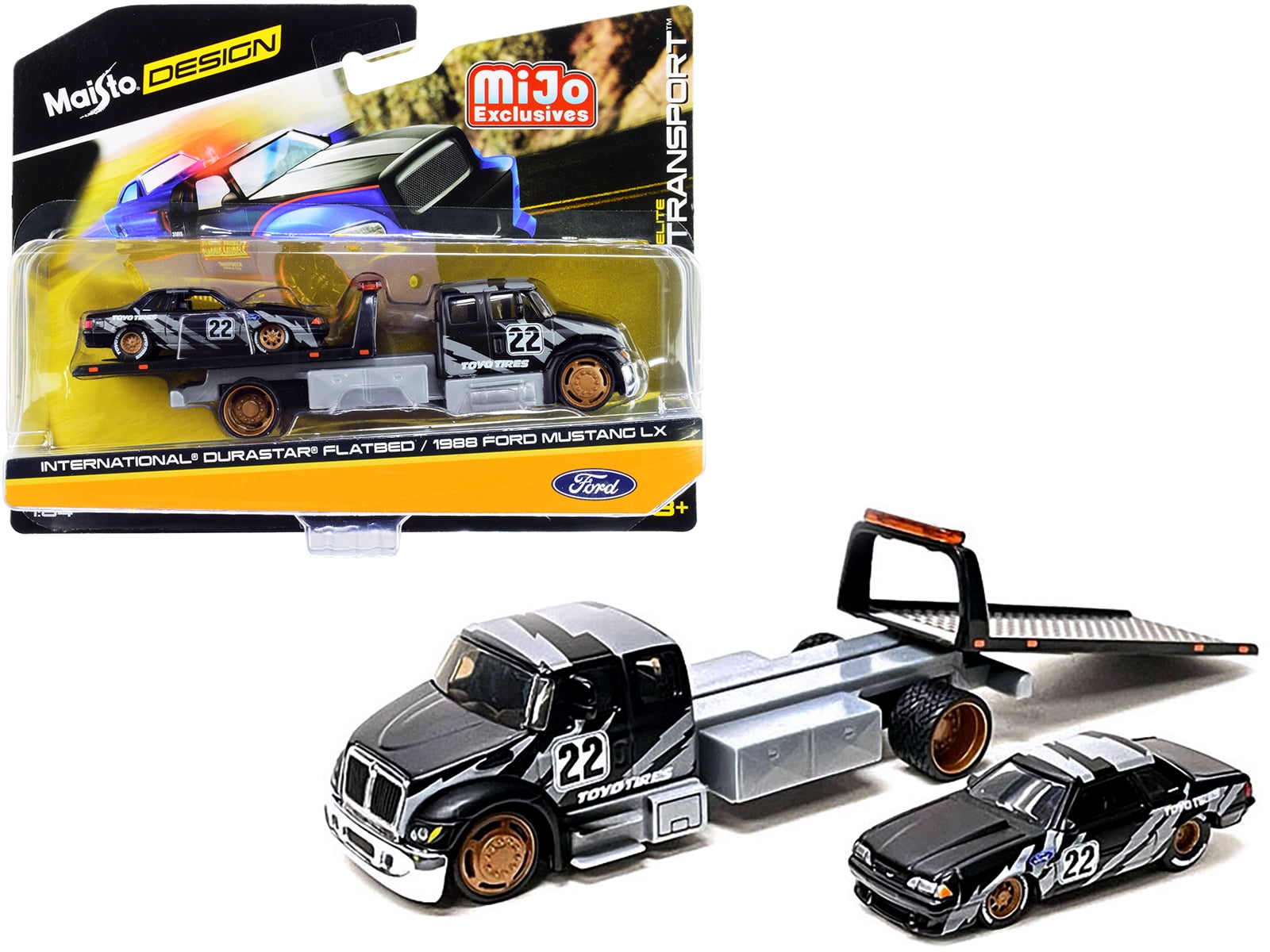 1/64 INTERNATIONAL DURASTAR FLATBED / 1988 FORD MUSTANG LX - ELITE TRANSPORT