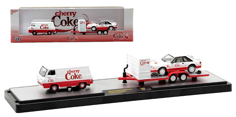 1/64 1965 FORD ECONOLINE DELIVERY VAN & 1990 FORD MUSTANG GT - CHERRY COKE EDITION