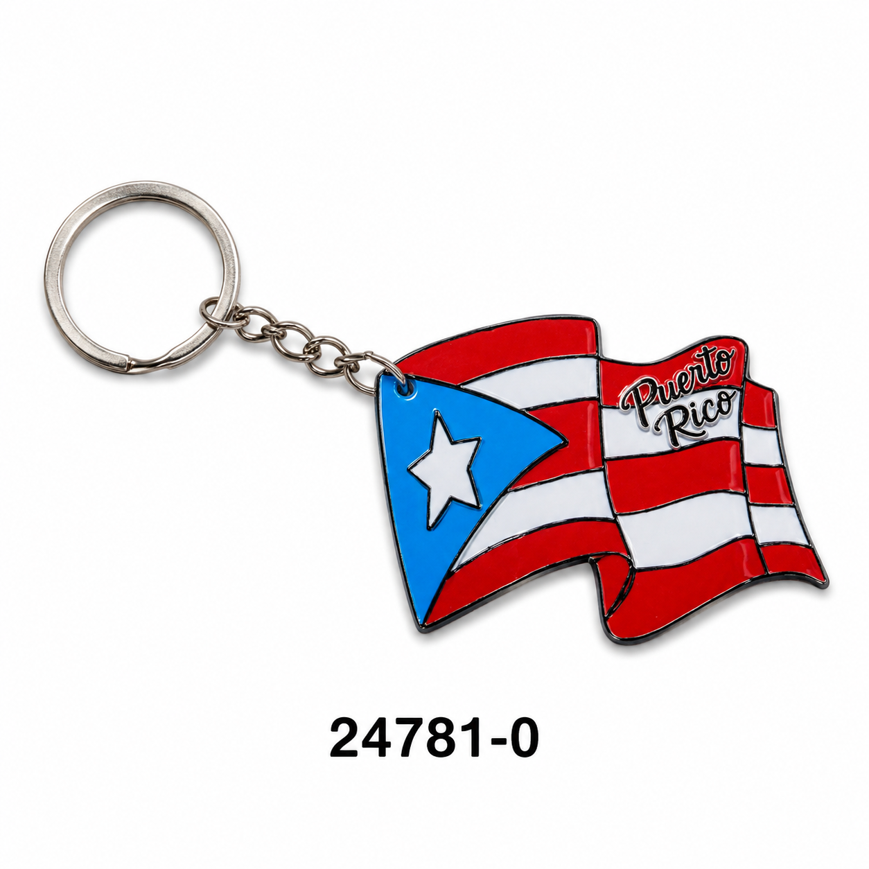 LLAVERO DE PUERTO RICO CON BANDERA ONDEADA