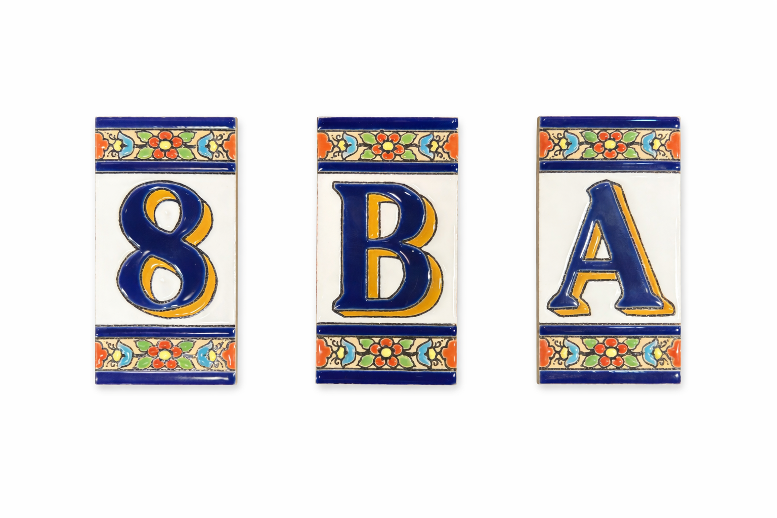 NUMBERS & LETTERS CERAMIC TILES FOR HOME ADDRESS - NUMEROS Y LETRAS PARA DIRRECCION RESIDENCIAL (APROX 3” x 2”).