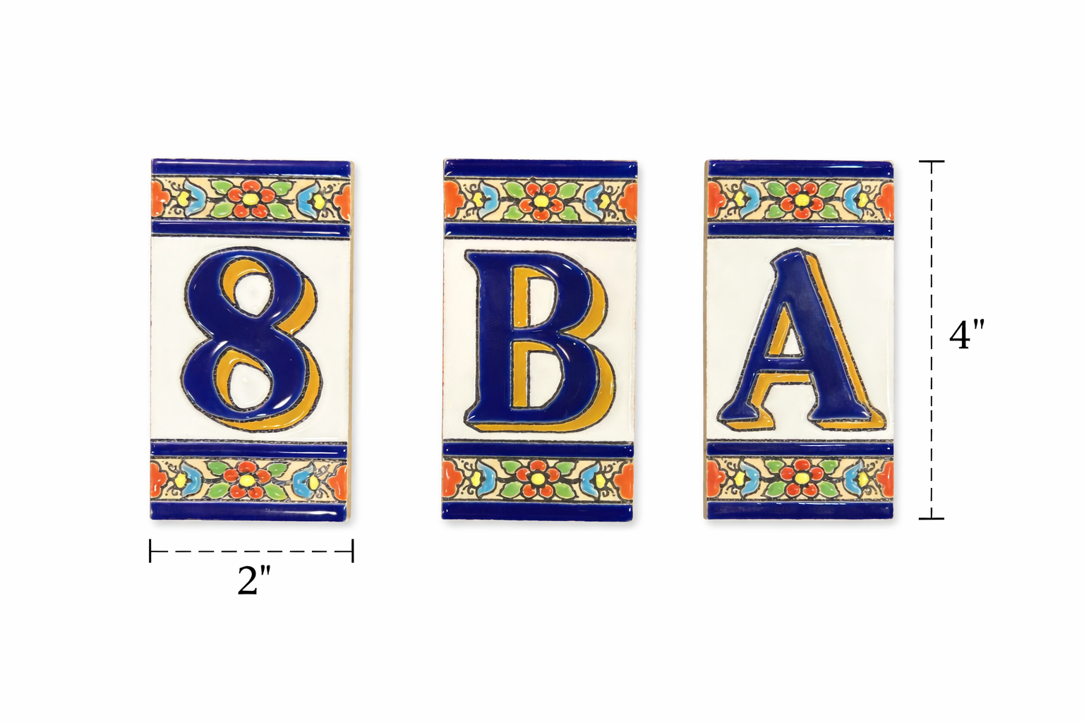 NUMBERS & LETTERS CERAMIC TILES FOR HOME ADDRESS - NUMEROS Y LETRAS PARA DIRRECCION RESIDENCIAL (APROX 3” x 2”).