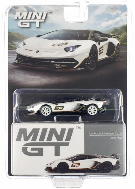1/64 LAMBORGHINI AVENTADOR SVJ 63 BIANCO ASOPO(CHASE “WHITE RIMS”) - MINI GT