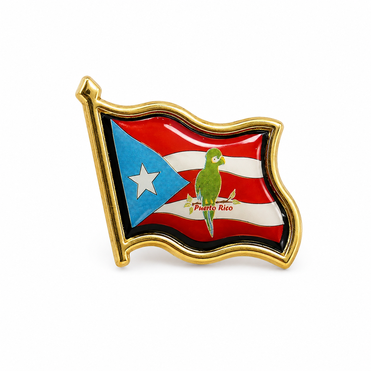 PIN BANDERA & COTORRA DE PUERTO RICO ONDEADA
