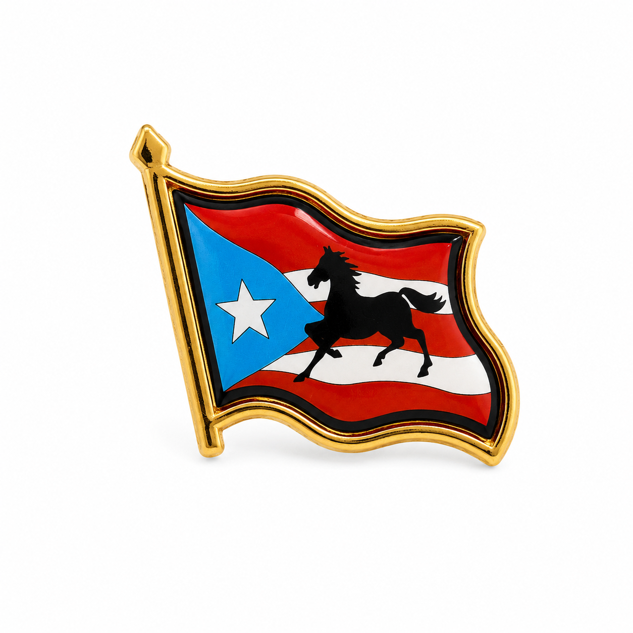 PIN BANDERA & CABALLO DE PUERTO RICO ONDEADA