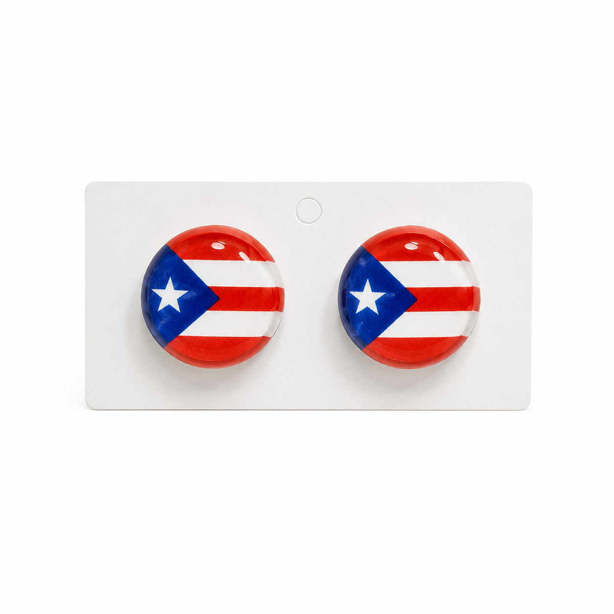 PUERTO RICO EARINGS WITH CIRCULAR FLAG- PANTALLAS CIRCULARES CON LA BANDERA DE PUERTO RICO