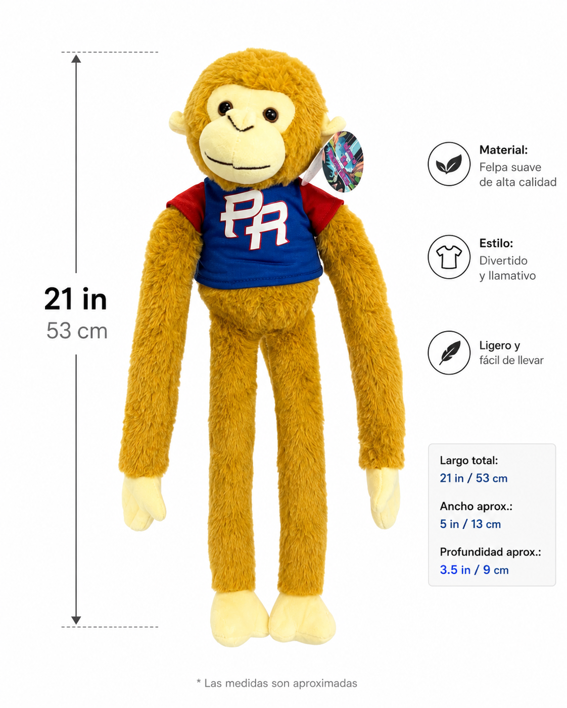 PELUCHE MONO DE PUERTO RICO (CON SONIDO) - IT-PE-2B