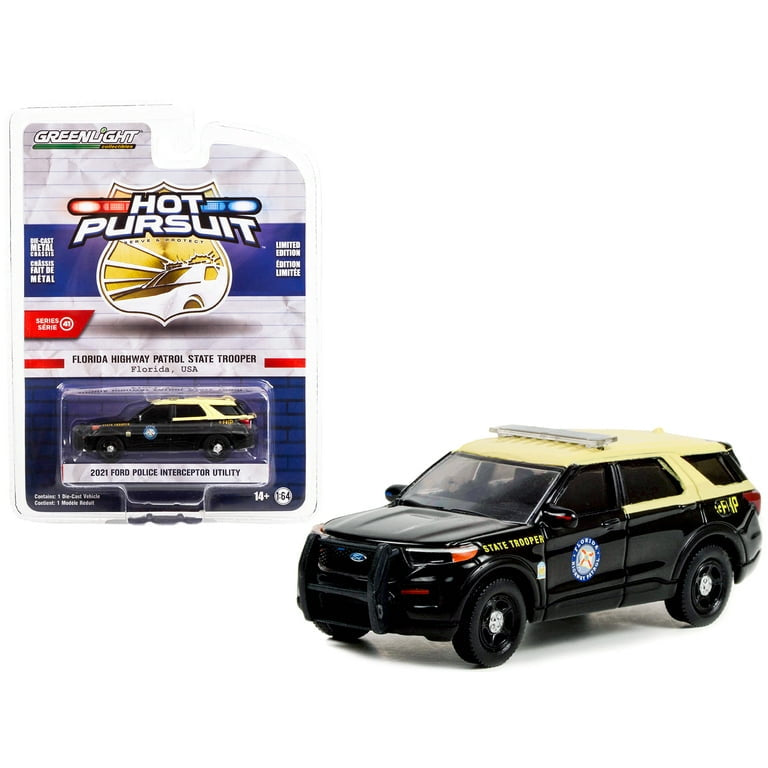 1/64 2021 FORD POLICE INTERCEPTOR UTILITY FLORIDA HIGHWAY PATROL STATE TROOPER - HOT PURSUIT