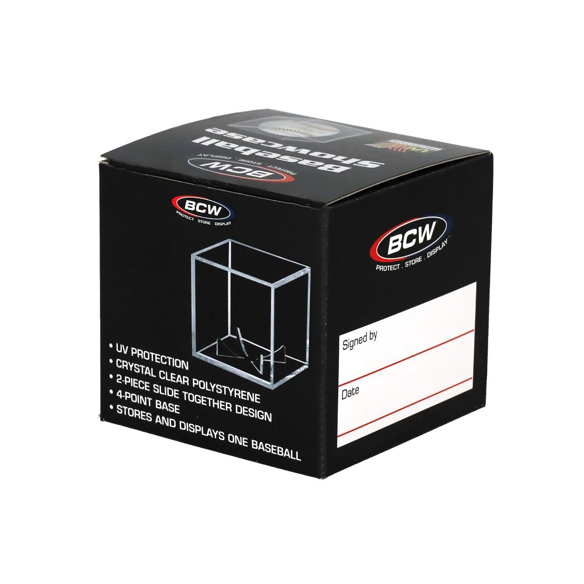 BASEBALL SHOWCASE WITH BUILT IN STAND - BASEBALL BALL HOLDER