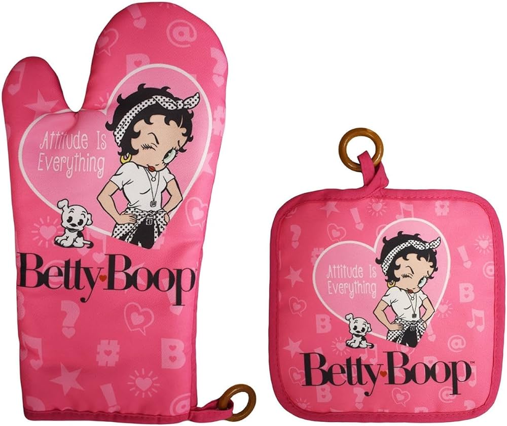 JUEGO DE SOPORTE PARA OLLAS Y MITONES PARA HORNO DE BETTY BOOP