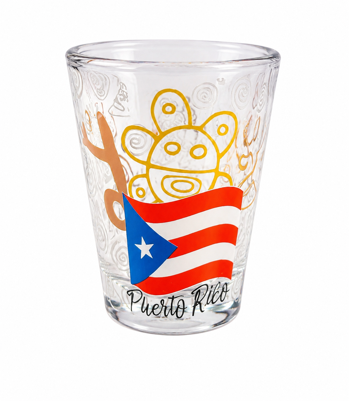 3" PUERTO RICO CLEAR CULTURE SYMBOLS SHOTGLASS