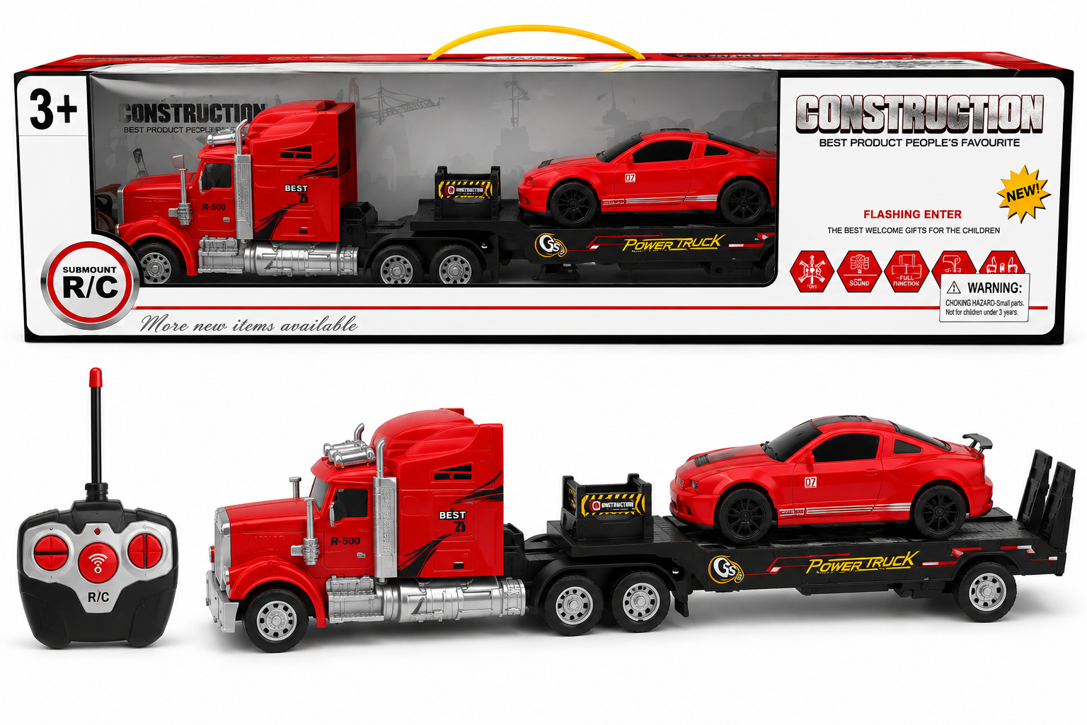 1/32 REMOTE CONTROL TRUCK W/ SPORT CAR (CONSTRUCTION STURDY STYLE)
