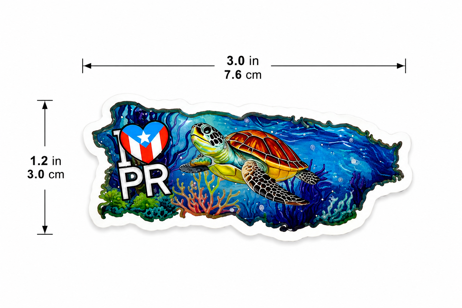 MAGNETO / IMAN DE PUERTO RICO MAPA CON TORTUGA